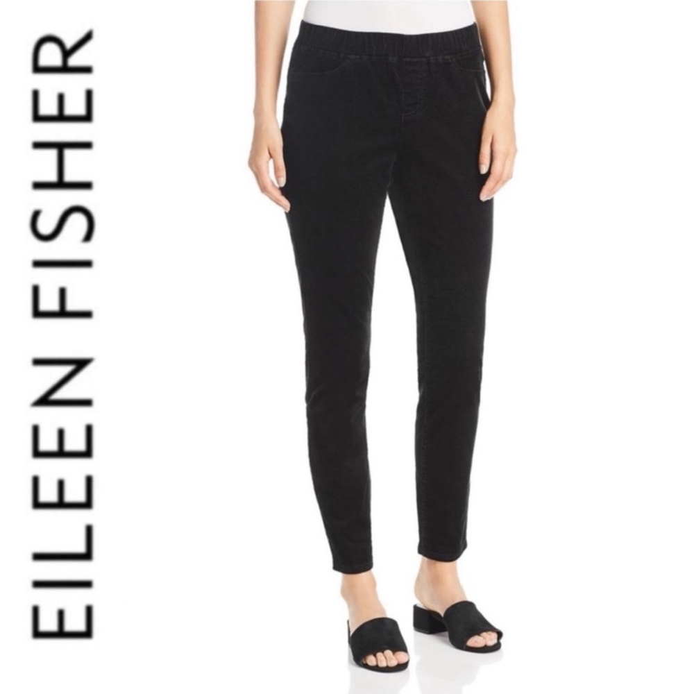 Eileen‎ Fisher Organic Cotton Stretch Corduroy Jegging in Black